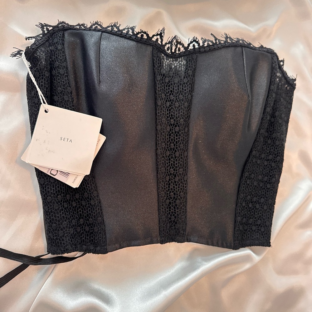 New La Perla Silk Black Lace Bustier Top - Picture 5 of 15